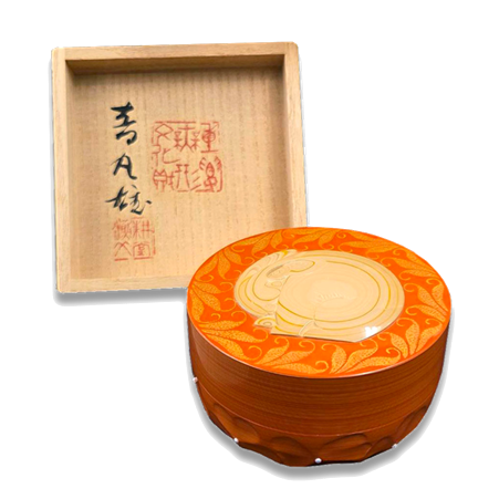音丸耕堂　堆漆望月茶器